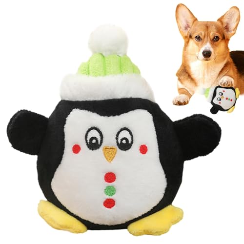 Plüsch-Hundespielzeug mit Weihnachtsmann-Pinguin, Haustierbedarf, Plüschspielzeug für Katze und Hund, weiches Quietschspielzeug, Hundebegleiter, Welpenzubehör, Haustiertraining und Unterhaltung für von MYJIO