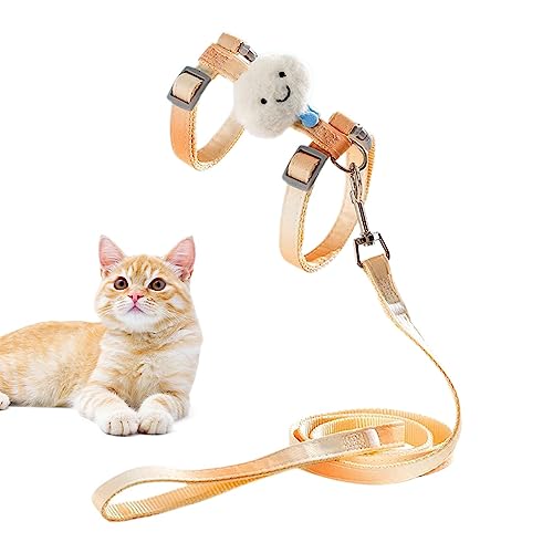 Qincu-ca Katzenleine – ausbruchsichere Leine für Kätzchen, verstellbares Haustiergeschirr für große, mittelgroße und kleine Katzen, leicht, weich, für Spaziergänge, Reisen, Haustiersicher von MYJIO