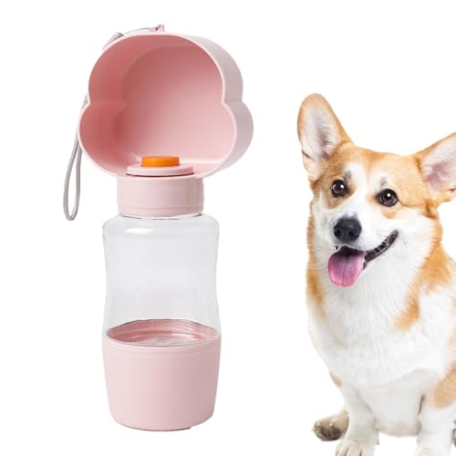 Reise-Wassernapf für Hunde | 400 ml Reise-Napf Wasserflasche mit abnehmbarem Umhängeband – Futterspender für Reisen, Spazierengehen, Picknick, Camping, Wandern von MYJIO