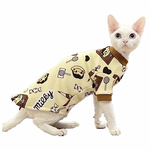 Sphinx Hairless Cat Clothes Spring and Autumn Thickened Sweater Cartoon Candy Durable Close-Fitting Warmth,Yellow,L Sphinx Hairless Cat Clothes Spring and Autumn Thickened Sweater Cartoon Candy Durable Close-Fitting Warmth,Yellow,L von MYJIO