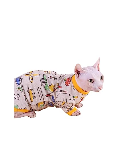 Sphinx-Kleidung Für Deutsche Haarlose Katzen Aus Reiner Baumwolle, Dünnes, Hypoallergenes T-Shirt Für Frühling Und Herbst,Gelb,XL von MYJIO