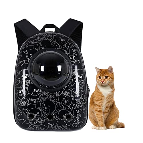 MYKOMI Pet Travel Carrier, Cat Dog Dome Space Capsule Bubble Backpack, Portable Waterproof Breathable Knapsack for Hiking, Traveling (schwarz) von MYKOMI
