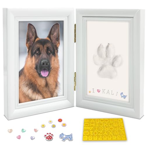 MYPAWLETS Hunde- oder Katzenpfotenabdruck-Set mit Schmuckstücken, Haustierpfotenabdruck-Set mit 2 Ton, Holz-Bilderrahmen, groß, Weiß MYPAWLETS Hunde- oder Katzenpfotenabdruck-Set mit Schmuckstücken, Haustierpfotenabdruck-Set mit 2 Ton, Holz-Bilderrahmen, groß, Weiß von MYPAWLETS