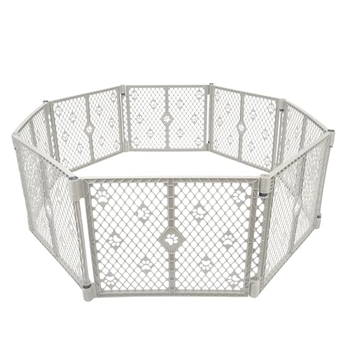 MYPET Hunde-Laufstall mit 8 Paneelen, Grauer Hunde-Laufstall, langlebig und UV-beständig, tragbarer Hundegehege, verstellbar für den Komfort Ihres Haustiers, freundliches Design für glückliche MYPET Hunde-Laufstall mit 8 Paneelen, Grauer Hunde-Laufstall, langlebig und UV-beständig, tragbarer Hundegehege, verstellbar für den Komfort Ihres Haustiers, freundliches Design für glückliche von MYPET