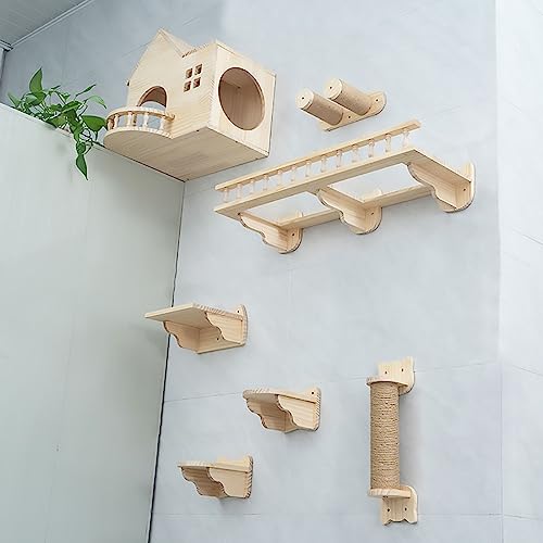 Katzenwandmöbel, An der Wand befestigter Kletterrahmen aus Massivholz for Katzen, Wandluftkorridor, Katzenwand-Raumkapsel, Katzennest nimmt keinen Boden EIN(Style2) von MYXJX