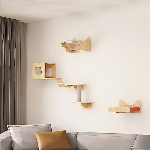 Katzenwandmöbel, An der Wand montierte Katzenmöbel, Katzenregale und -stangen, Katzenvillen, Luftkorridore usw. for Spielen, Schlafen Faulenzen von Katzen(Wall Combination 2) von MYXJX