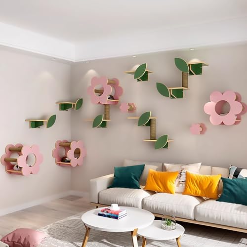 Katzenwandmöbel, Blumen-Katzenklettergerüst, Katzenregale und Sitzstangen for Wände, Katzenhaus Katzentreppe(Style1) von MYXJX