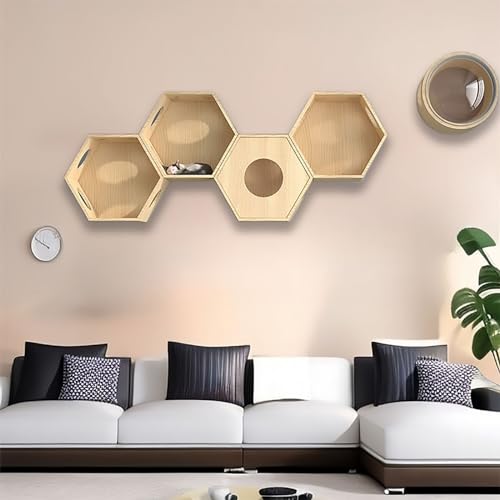 Katzenwandmöbel, DIY Wandmontiertes Katzenklettergerüst, Katzenwandmöbel, Katzenstange, Katzenspielplatz, for Spielen, Schlafen und Faulenzen von Katzen(Style2) von MYXJX