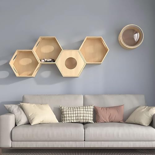 Katzenwandmöbel, Katzenklettergerüst for drinnen, Katzenkletterwand-Set, Katzenregale und Sitzstangen for die Wand, stark stabil(Style8) von MYXJX