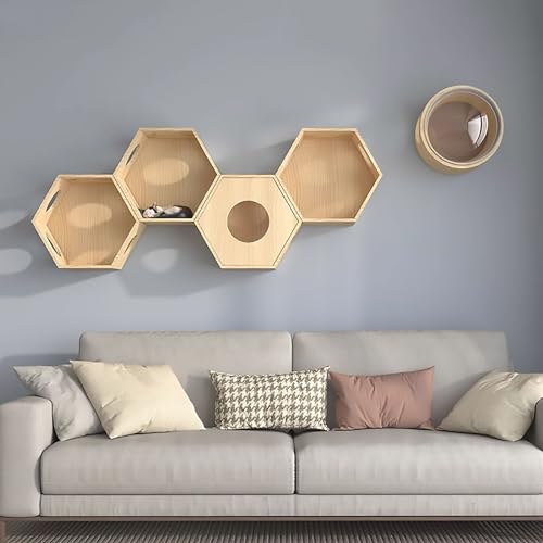 Katzenwandmöbel, Wandmontierter Katzenkletterrahmen, Katzenregale und Sitzstangen for die Wand, Katzenkletterwand-Spielplatz-Set, DIY-freie Montage(Style5) von MYXJX