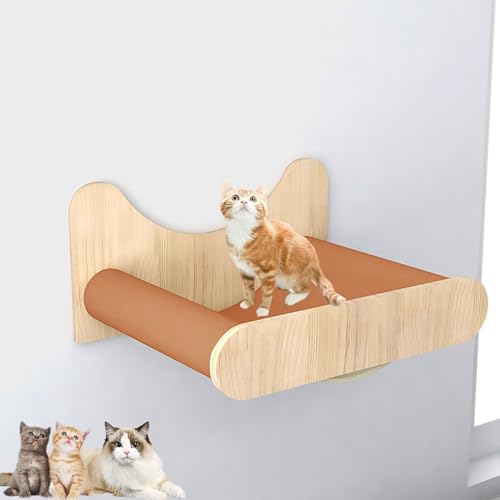 Katzenwandmöbel, Wandmontierter Katzenkletterrahmen aus Massivholz for den Innenbereich, freie Kombination Lufthängebrücke und Sprungplattform(S4) von MYXJX