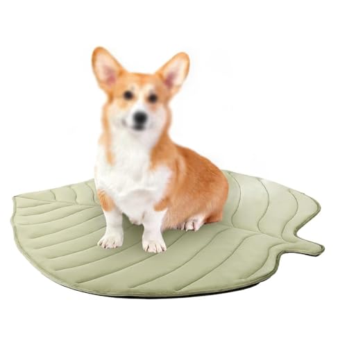 MYYMKJYXGS Hundekühlmatte in Blattform – waschbare, rutschfeste Sommer-Haustierunterlage for Hunde und Katzen, atmungsaktive, leichte Kühlmatte for den Innen- und Außenbereich(Green,M) von MYYMKJYXGS