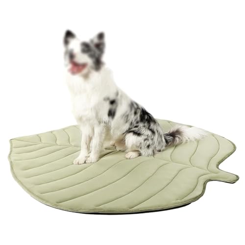 MYYMKJYXGS Kühlmatte for Haustiere for Hunde und Katzen – Blattförmige Sommerunterlage, atmungsaktiv, leicht, waschbar, rutschfestes Design for Schlafen im Innen- und Außenbereich(Green,M) von MYYMKJYXGS