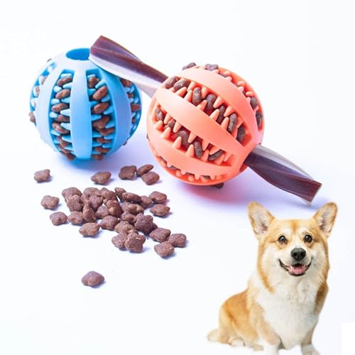 MZQSIY 2 x Leckerli-Spender, interaktiver Ball, Hundespielzeugball, Hunde-Puzzle-Spielzeug, verbessert die Intelligenz des Haustiers und verbessert die Kaukraft des Hundes, lindert Langeweile, saubere von MZQSIY