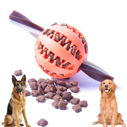 MZQSIY Leckerli-Spender für Hunde, interaktives Hundespielzeug gegen Langeweile, Zahnreinigung, Kauspielzeug, Gummiball für Welpen, kleine Hunde (groß, 7 cm, Orange) von MZQSIY