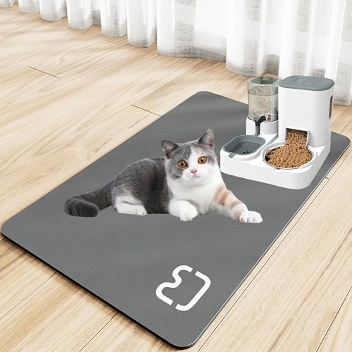 MZSX 60 x 40 CM Napfunterlage Hunde und Katze, wasserdicht rutschfest Unterlage, schnell trocknend, keine Flecken, leicht zu reinigen Hundenapf Futternapf Matte, Haustierzubehör für schlampige Trinker von MZSX