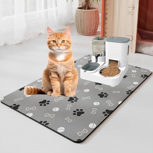 MZSX 60 x 40 cm Napfunterlage Hunde und Katze, wasserdicht rutschfest Unterlage, schnell trocknend, Keine Flecken, leicht zu reinigen Hundenapf Futternapf Matte, Haustierzubehör von MZSX