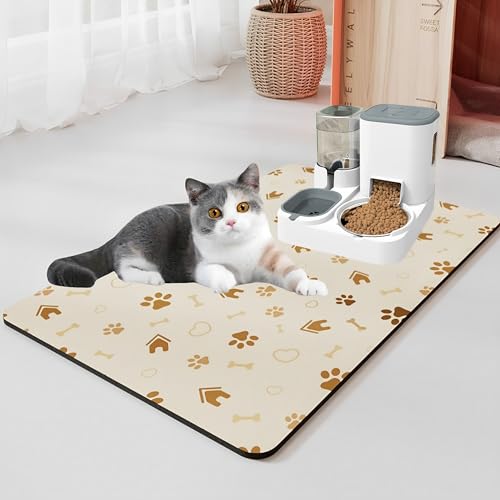 MZSX 60 x 40 cm Napfunterlage Hunde und Katze, wasserdicht rutschfest Unterlage, schnell trocknend, Keine Flecken, leicht zu reinigen Hundenapf Futternapf Matte von MZSX