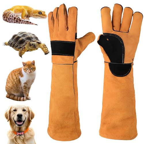 MZSX Bissfeste Handschuhe für den Umgang mit Tieren, 45cm Anti-Biss Arbeitshandschuhe, Reptilien Handhabungshandschuhe, für Schweißen, Gartenarbeit, Umgang mit Katze/Hund/Vogel/Schlange/Reptil von MZSX