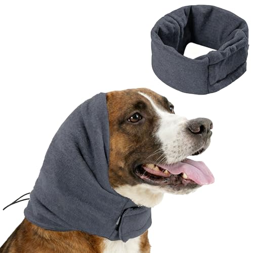 MZSX Ohrenschutz Hund, Hund Ohrenschützer, Hunde Hals und Ohren Wärmer, Angstlinderung und Beruhigung von Hundeohren, Sleep Help, Hündohr Muffs Noise Protection, Dunkelgrau, Kopfumfang 45-60 cm von MZSX
