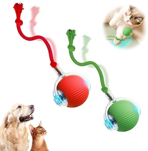 MZU Interaktiver Automatenball, Interaktives Rollballspielzeug, Wiederaufladbar, Aktiv, Katze, Hund, Haustier, Innenspielzeug, Langlebige und Sichere Materialien (Rot+Grün) von MZU