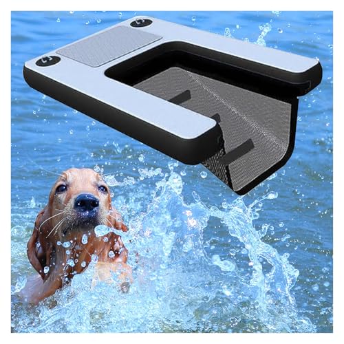 Aufblasbares Hundedock Schwimmende Plattform, Tragbare Schwimmende Große Hundewasserrampe Leiter Für Pools, rutschfeste Schwimmende Rampe Für Wasserpark/Resort, Haustiere Bis Zu 105kg(Black) von MZZKFC