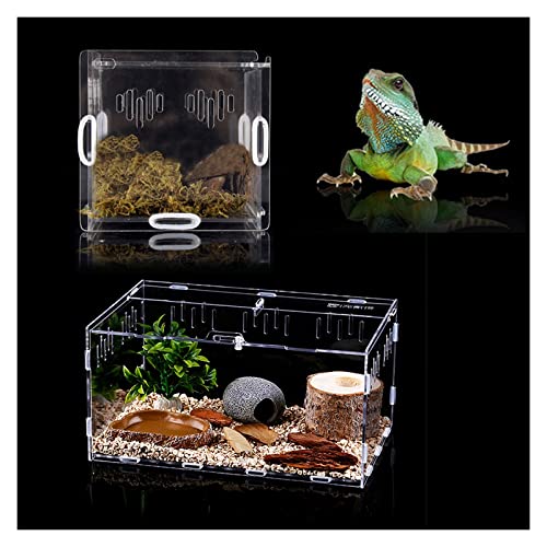 Reptilien-Futter-Terrarium-Box, Schildkröten-Eidechsen-Futterbox, transparenter Reptilien-Futterspender, Desktop-Sicherheit, atmungsaktiver Acryl-Futterspender, von MaGiLL