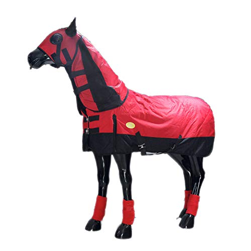 MaJu Horse Rug 600d Kombihals 300g Polsterung Warm Und Atmungsaktiv, Rot(Size:125cm) von MaJu