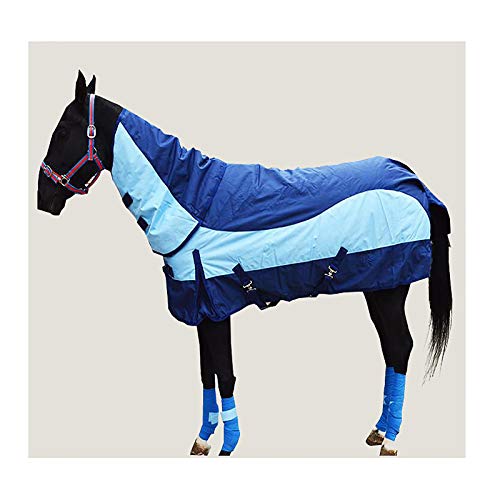 MaJu Weichen Teppiche Für Pferde Winter Baumwollgeschirre Winter Windgeschirr Mit Abnehmbarem Kragen Blau(Size:125cm) von MaJu