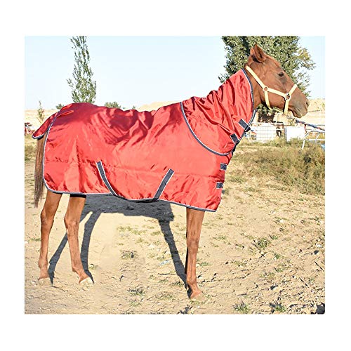 Winter Dicke Pferdedecke Pferd Turnout Outdoor-Decke Mit Hals Wasserdicht Und Atmungsaktiv,Rot(Size:155cm) von MaJu