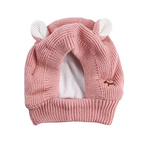 Haustier-Hundemütze Ohren schützen 3050 vor Dog Large Head Dogs Winter Dog 's Strickte kg mit hübschem Hut Cold ist es normal geeignet Weiche Verdickung Warme (Pink, One Size) von MaNMaNing