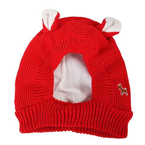 Haustier-Hundemütze Ohren schützen 3050 vor Dog Large Head Dogs Winter Dog 's Strickte kg mit hübschem Hut Cold ist es normal geeignet Weiche Verdickung Warme (Red, One Size) von MaNMaNing