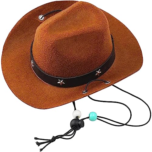 Haustierhut Western-Cowboyhut, Geburtstagsparty-Hut, Sonnenschirm und Sonnenschutzhut, Mini-Haustierhut Hunde Hoodie Hund Regenmantel (Coffee, One Size) von MaNMaNing