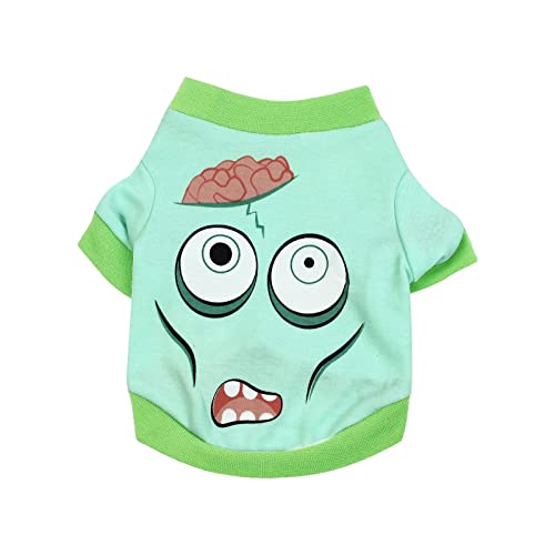 Hundebekleidung für Herbst und Winter Halloween-Hemden Welpenhemden Haustierkleidung Lustige Halloween-Cosplay-Haustierkostüme Hund Pullover (Green, XS) von MaNMaNing