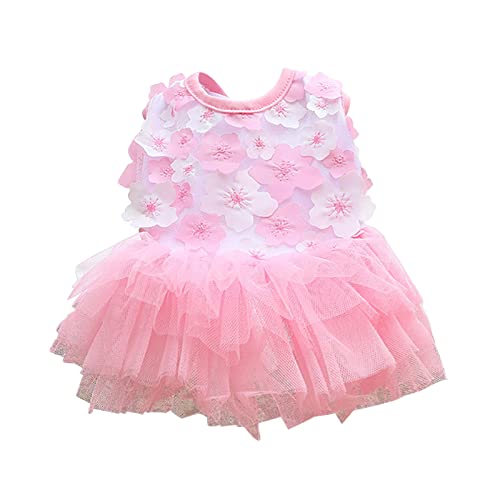 Hundebekleidung für Herbst und Winter Hund Katze Kleid Spitzenrock Haustier Hündchen Prinzessin Kostüm Bekleidung Kleidung Hunde Kleidung für Hunde Hundepullover (Pink, M) von MaNMaNing