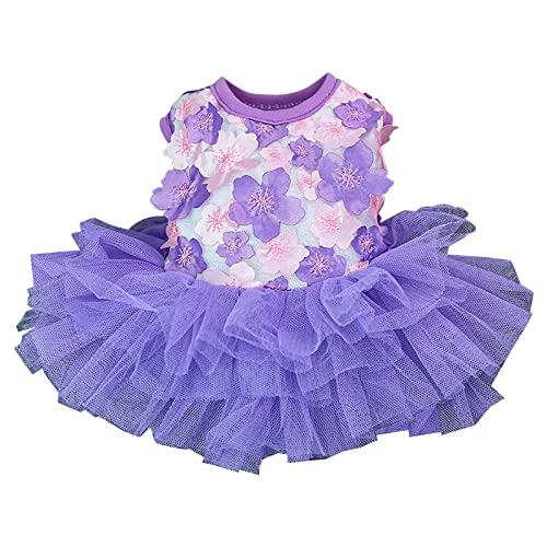 Hundebekleidung für Herbst und Winter Hund Katze Kleid Spitzenrock Haustier Hündchen Prinzessin Kostüm Bekleidung Kleidung Hunde Kleidung für Hunde Hundepullover (Purple, S) von MaNMaNing