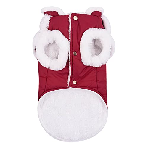 Hundekleidung wasserdichter Haustiermantel Winter Warmer Hundemantel kleine mittlere und große Hunde Warmer Baumwollmantel Hundejacke Mantel Winter (Wine, XS) von MaNMaNing