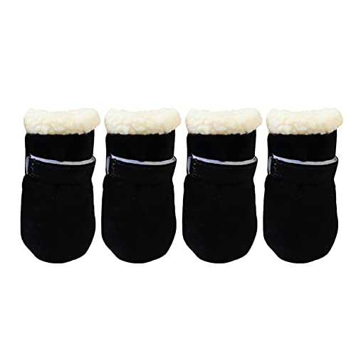 Hundemantel für Hunde Schuhe aus samt Snow Tier Soft-Soled Stiefel Plus und Tier warm Windfeste Schuhe warme Tierkleidung Haustier Katze Hundemantel Hund Fleece Weste (Black, One Size) von MaNMaNing