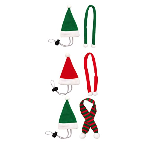 Hundemütze + Set hat Schal Lock Weihnachtsmütze elastischer Tierschal 3 Stück Hühnerschal 3 Stück Hundejacke (Red,Green, One Size) von MaNMaNing