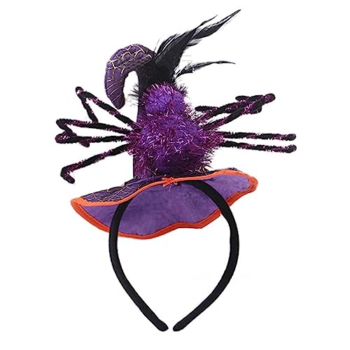 Hundemütze „Hexenhut-Stirnband für Halloween-Party, Plüsch-Hexenhut-Stirnband, Festival-Zubehör“ Warme Haustierweste (Purple, One Size) von MaNMaNing