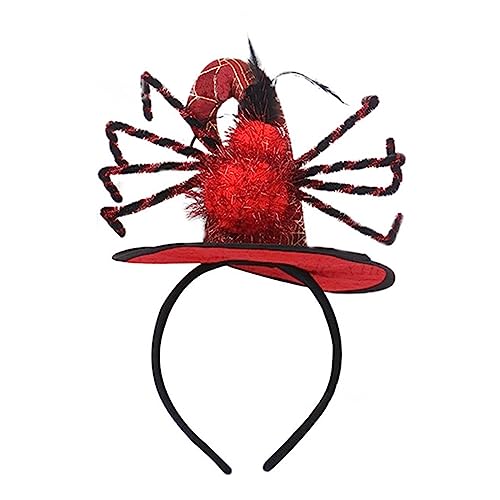 Hundemütze „Hexenhut-Stirnband für Halloween-Party, Plüsch-Hexenhut-Stirnband, Festival-Zubehör“ Warme Haustierweste (Red, One Size) von MaNMaNing