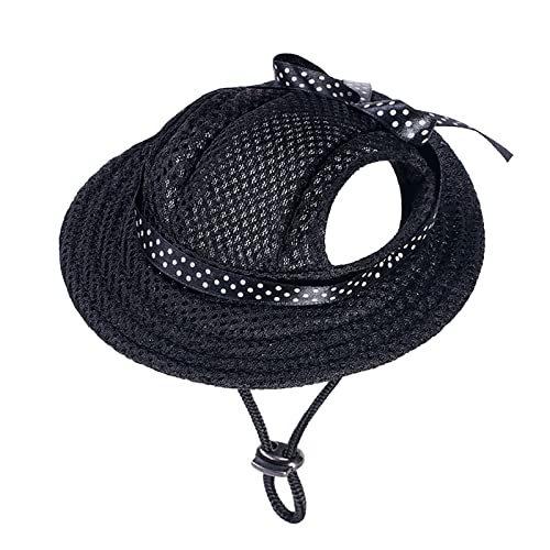 Hundemütze Princess Pet Cap Runde Krempe Hund Visier Hut Sommer Outdoor Hund Atmungsaktive Sonnenschutzkappe Hund Pullover (Black, S) von MaNMaNing