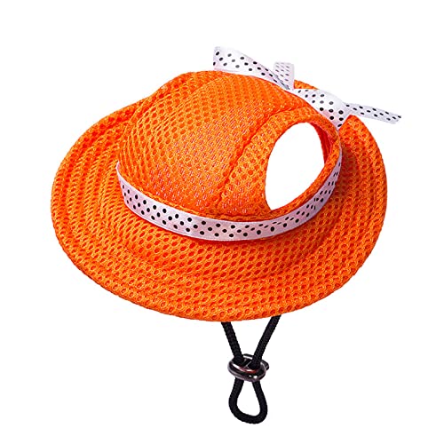 Hundemütze Princess Pet Cap Runde Krempe Hund Visier Hut Sommer Outdoor Hund Atmungsaktive Sonnenschutzkappe Hund Pullover (Orange, L) von MaNMaNing