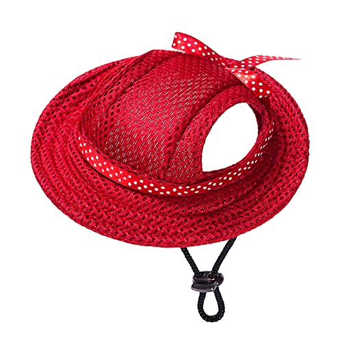 Hundemütze Princess Pet Cap Runde Krempe Hund Visier Hut Sommer Outdoor Hund Atmungsaktive Sonnenschutzkappe Hund Pullover (Red, M) von MaNMaNing