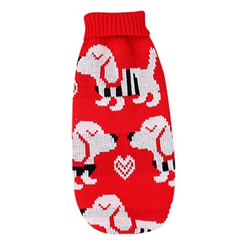 Hundepullover für Winterhunde Winter-Cartoon-Hundekleidung, Pullover, warm, Weihnachten, Haustier-Pullover für kleine Hunde, Haustier-Kleidung, Hunde Kleidung warme Hundepullover (Red, XL) von MaNMaNing