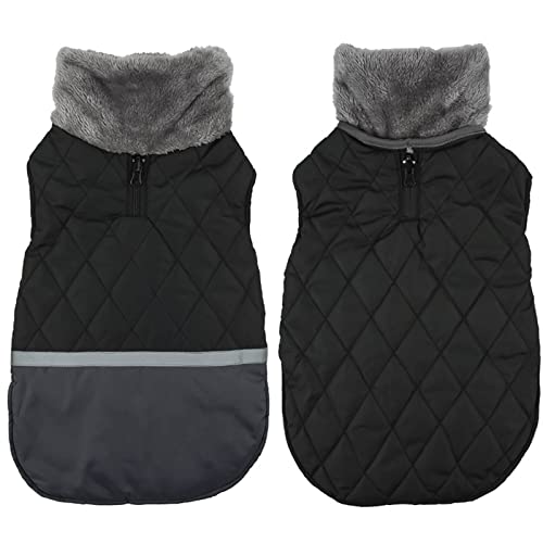 Hundepullover für Winterhunde wasserdichter Haustiermantel Winterwarmer Hundemantel für kleine mittelgroße Hunde doppelseitig tragbar Weiche Verdickung Warme Hundekleidung Hunde (Black, XL) von MaNMaNing