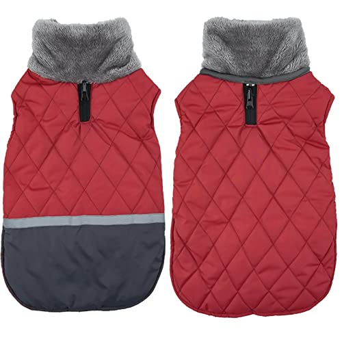 Hundepullover für Winterhunde wasserdichter Haustiermantel Winterwarmer Hundemantel für kleine mittelgroße Hunde doppelseitig tragbar Weiche Verdickung Warme Hundekleidung Hunde (Red, M) von MaNMaNing