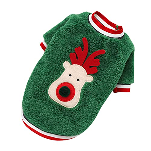 MaNMaNing Hundepullover für Winterhunde Klassischer Cat Dog Pet Fleece Coral Kleidung Kleidung Zweibeiner Kostüm Weihnachten Haustierkleidung (Green, S) von MaNMaNing