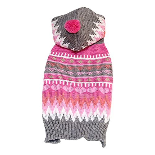 MaNMaNing warme Welpenkleidung kleine Hundeweste Bekleidung Haustier-Pullover mit Kapuze Kleidung Weihnachten Schneeflocke-Muster-Pullover Haustier-Kleidung Cute Pet Supplies (Hot Pink, XS) von MaNMaNing