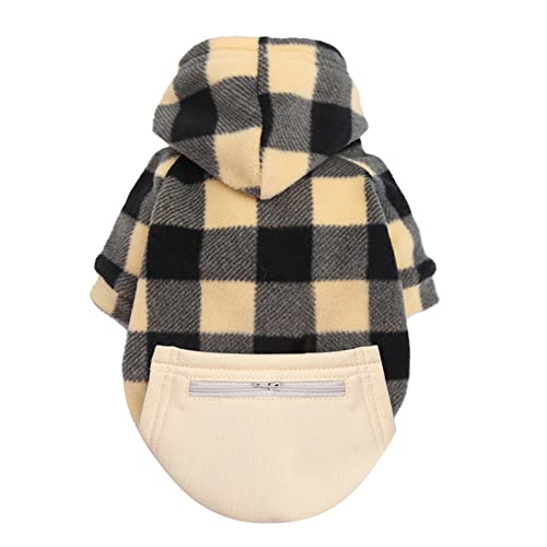 Winter Haustierjacke Karierte Reißverschlusstasche Weiwang Größe Hundekleidung Katze Haustierkleidung Herbst und Winter Lieferungen Brustgurt Hund Pullover (Beige, XL) von MaNMaNing